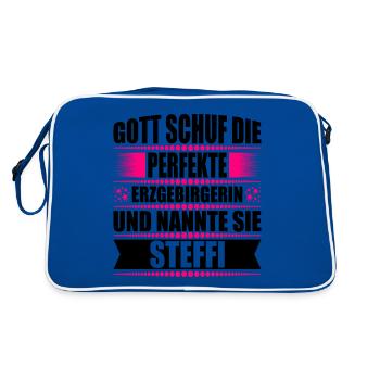 Erzgebirge Frau Namen Sachsen Steffi - Retro Tasche - Blau/Weiß - Hinten