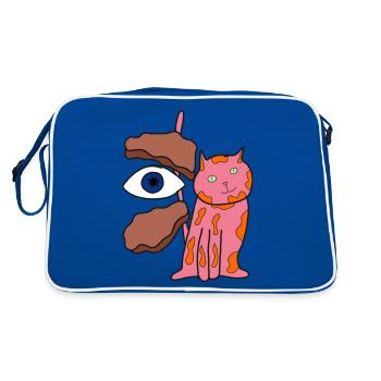 Pet Cat Making Biscuits Christmas - Retro Bag - blue/white - Back