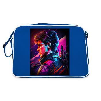 Retrowave Synthwave 80s Design - Retro Tasche - Blau/Weiß - Hinten
