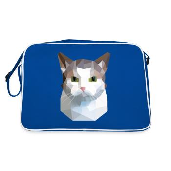 chat mignon bas poly chat blanc gris - Sac Retro - bleu/blanc - Dos