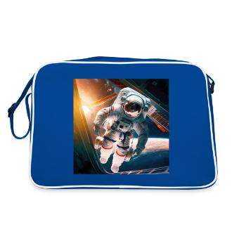 Astronaut Cosmonaut Sci-Fi character - Retro Tasche - Blau/Weiß - Hinten