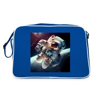 Astronaut Cosmonaut Sci-Fi character - Retro Tasche - Blau/Weiß - Hinten