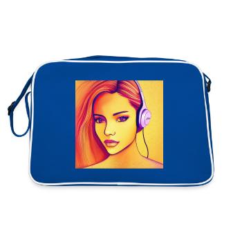 Musiclover, musician Character Design - Retro Tasche - Blau/Weiß - Hinten