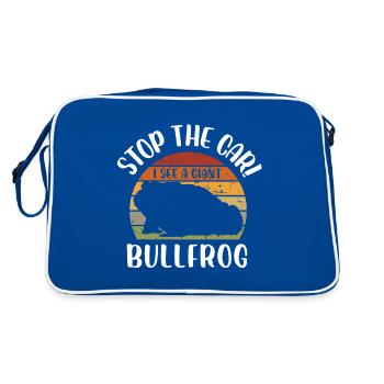 stop the car I see a giant bullfrog Design for a - Retro Bag - blue/white - Back