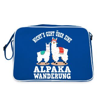 Alpaka und Lama Wanderung - Retro Tasche - Blau/Weiß - Hinten