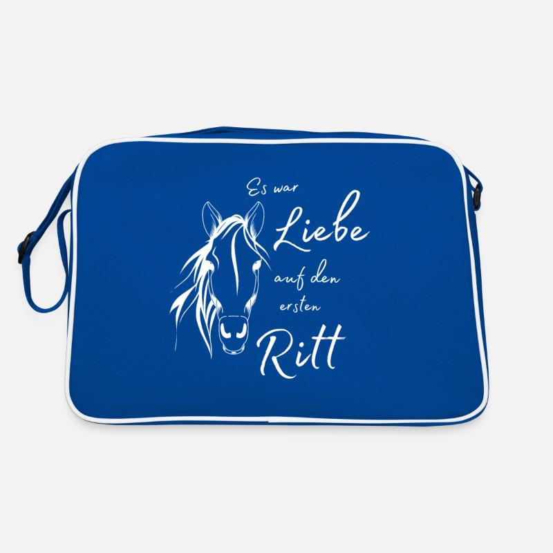 Liebe auf den ersten Ritt - Retro Tasche - Blau/Weiß