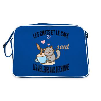 Les chats et le café meilleurs amis de l'homme - Sac Retro - bleu/blanc - Dos