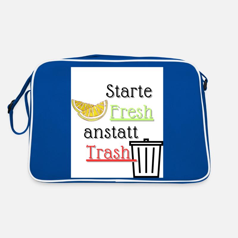 Starte Fresh anstatt Trash - Retro Tasche - Blau/Weiß