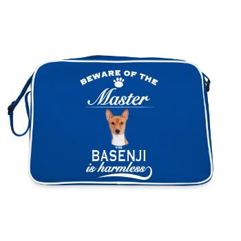 Beware of the master, harmless Basenji - Retro Bag - blue/white - Back