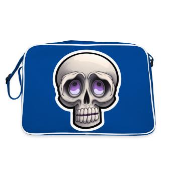 Skull Prankster: Cartoon Skull - Retro Bag - blue/white - Back