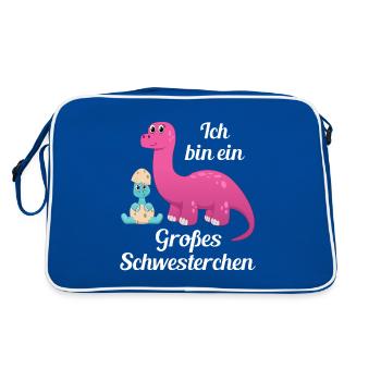 Best Sister Stolze Schwester Großes Schwesterchen - Retro Tasche - Blau/Weiß - Hinten