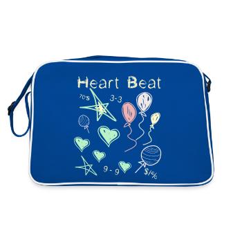 Heartbeat - Chalk Style - Retro Bag - blue/white - Back