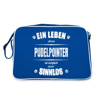 Ein Leben ohne Hund ist Sinnlos - Pudelpointer - Retro Tasche - Blau/Weiß - Hinten