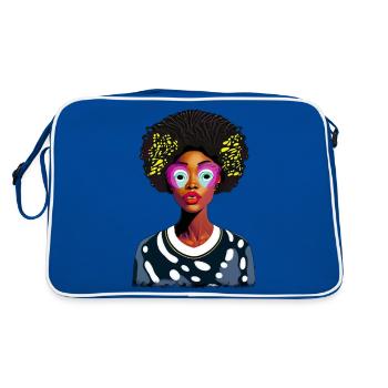 African lady with afro - Retro Bag - blue/white - Back