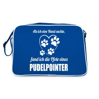 Hand & Pfote - Spruch - Pudelpointer - Retro Tasche - Blau/Weiß - Hinten