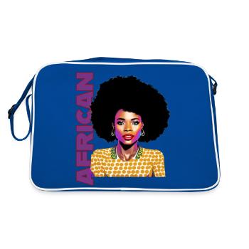 Femme noire 12 avec lettrage africain - Sac Retro - bleu/blanc - Dos