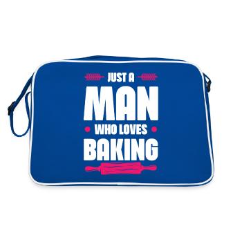 Man Loves Baking - Retro Bag - blue/white - Back