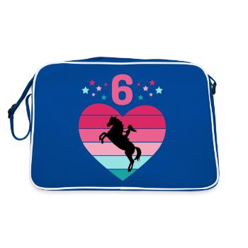 Rider Horse Equestrian 6th Birthday Pony Riding - Retro Bag - blue/white - Back