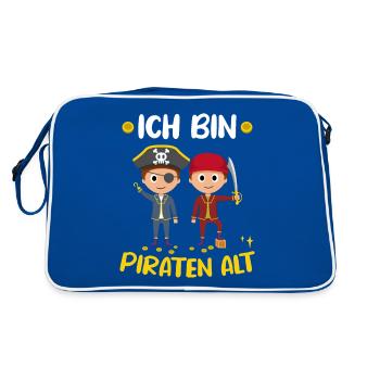 Seeräuber Seemann Kapitän 2. Geburtstag Pirat - Retro Tasche - Blau/Weiß - Hinten
