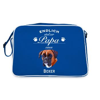 Endlich stolzer Papa - Boxer - Retro Tasche - Blau/Weiß - Hinten