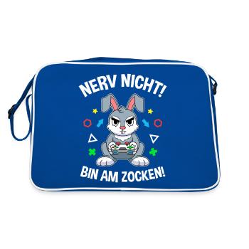 Controller Videospiel Zocker Gamer Computerspiel - Retro Tasche - Blau/Weiß - Hinten
