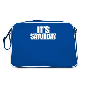 Funny It's Saturday Prankster Day Of The Week Joke - Retro Bag - blue/white - Back