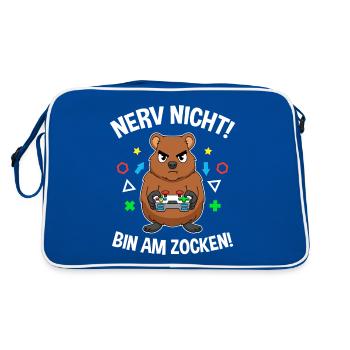 Controller Videospiel Zocker Gamer Computerspiel - Retro Tasche - Blau/Weiß - Hinten