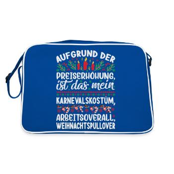 Aufgrund der Preiserhöhung - Weihnachtsspruch - Retro Tasche - Blau/Weiß - Hinten