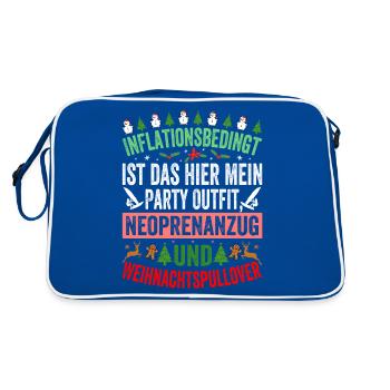 Aufgrund der Preiserhöhung - Weihnachtsspruch - Retro Tasche - Blau/Weiß - Hinten