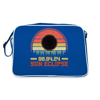 Totale Sonnenfinsternis Usa 8. April 2024 - Retro Tasche - Blau/Weiß - Hinten