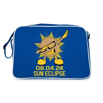 Totale Sonnenfinsternis Usa 8. April 2024 - Retro Tasche - Blau/Weiß - Hinten