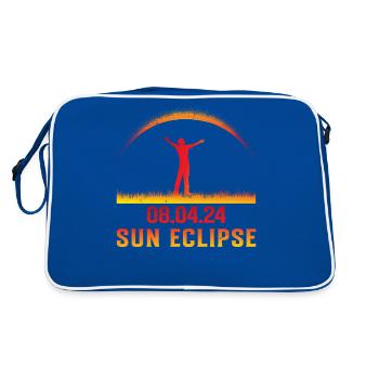 Totale Sonnenfinsternis Usa 8. April 2024 - Retro Tasche - Blau/Weiß - Hinten