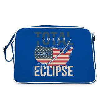 Totale Sonnenfinsternis Usa 8. April 2024 - Retro Tasche - Blau/Weiß - Hinten