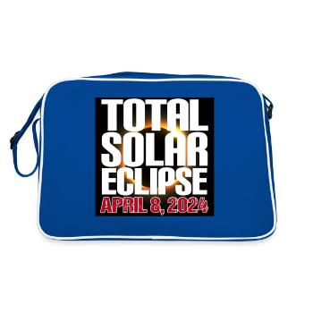 Totale Sonnenfinsternis Usa 8. April 2024 - Retro Tasche - Blau/Weiß - Hinten