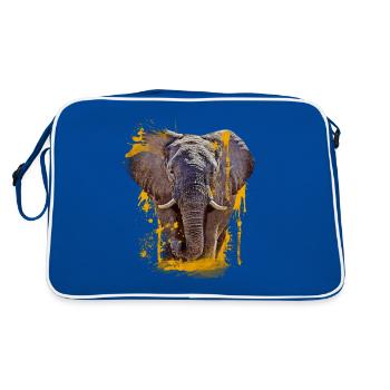 Elefantenkopf Tier Rüssel Elefant - Retro Tasche - Blau/Weiß - Hinten