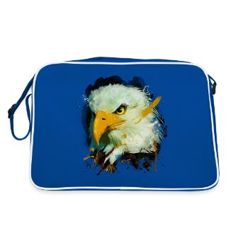 Tête d’aigle, oiseau de proie, faucon, oiseau, aigle - Sac Retro - bleu/blanc - Dos