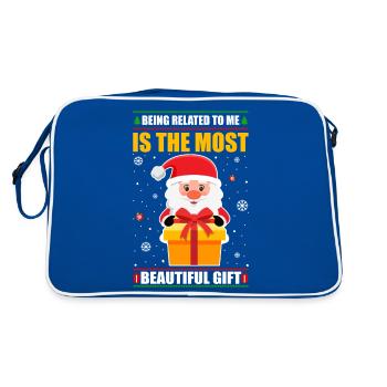 Être lié à moi - Dicton de Noël drôle - Sac Retro - bleu/blanc - Dos