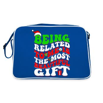 Être lié à moi - Dicton de Noël drôle - Sac Retro - bleu/blanc - Dos