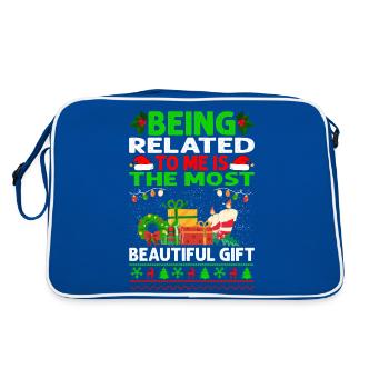 Être lié à moi - Dicton de Noël drôle - Sac Retro - bleu/blanc - Dos