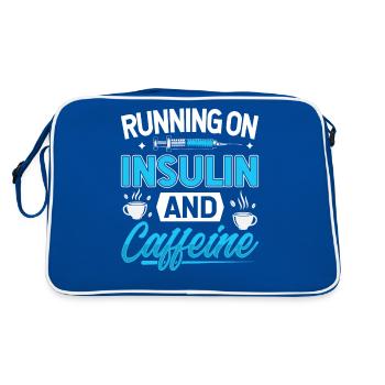 Diabetes Saying - Running On Insulin And Caffeine - Retro Bag - blue/white - Back