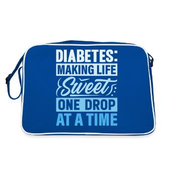 Diabetes - Making Life Sweet One Drop At A Time - Retro Tasche - Blau/Weiß - Hinten