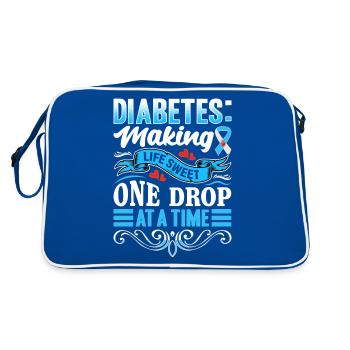 Diabetes - Making Life Sweet One Drop At A Time - Retro Tasche - Blau/Weiß - Hinten
