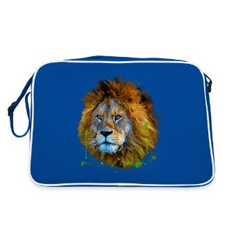 Zodiac Horoscope Lion's Head Leo - Retro Bag - blue/white - Back