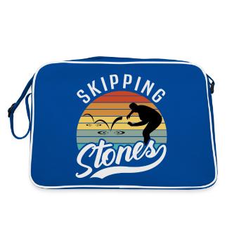 Skipping Stones - Retro Tasche - Blau/Weiß - Hinten