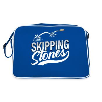 Skipping Stones - Retro Tasche - Blau/Weiß - Hinten
