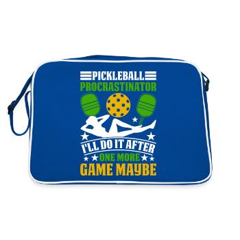 Pickleball Procrastinator - Ich Tu Es Danach - Retro Tasche - Blau/Weiß - Hinten
