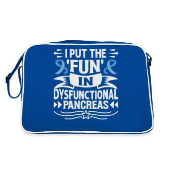 I Put The Fun In Dysfunctional Pancreas - Retro Tasche - Blau/Weiß - Hinten