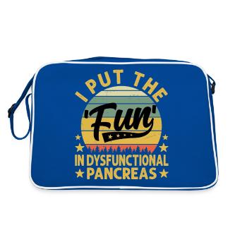 I Put The Fun In Dysfunctional Pancreas - Retro Tasche - Blau/Weiß - Hinten