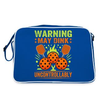Warning May Dink Uncontrollably Pickleball Saying - Retro Bag - blue/white - Back