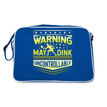 Warning May Dink Uncontrollably Pickleball Saying - Retro Bag - blue/white - Back